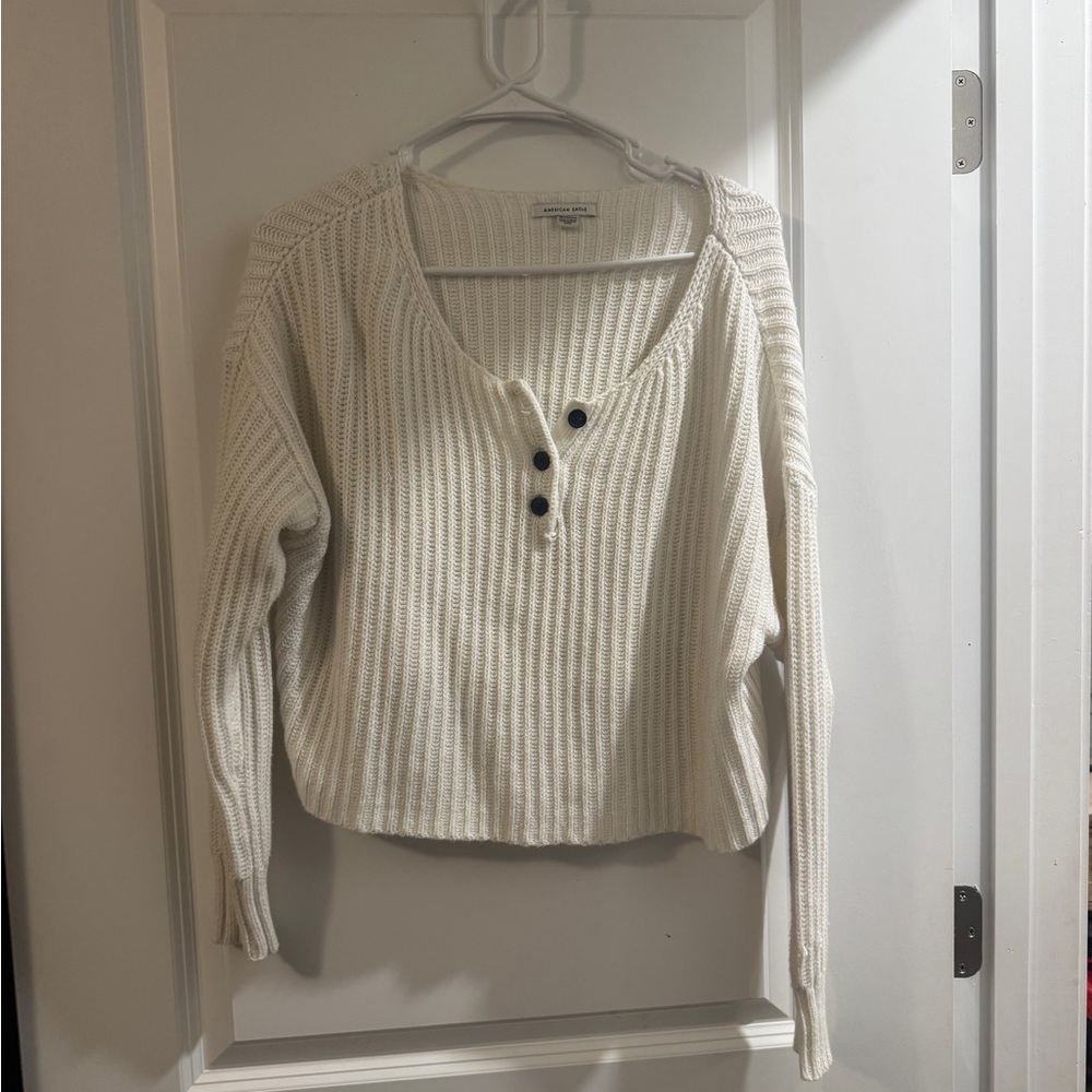 American Eagle Cream Ribbed Sweater